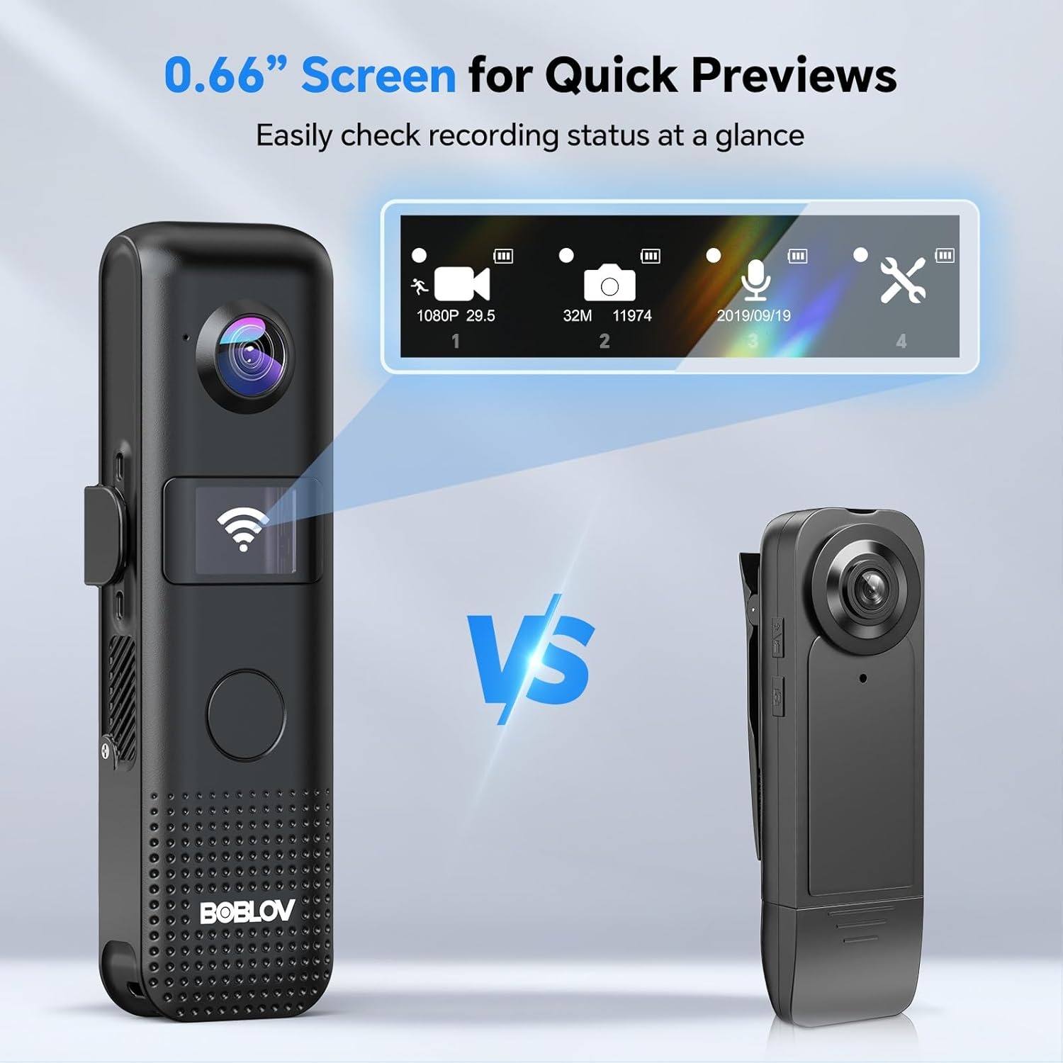 BOBLOV C18 Wearable WiFi Body Camera Small OLED Screen 128G 4H ...