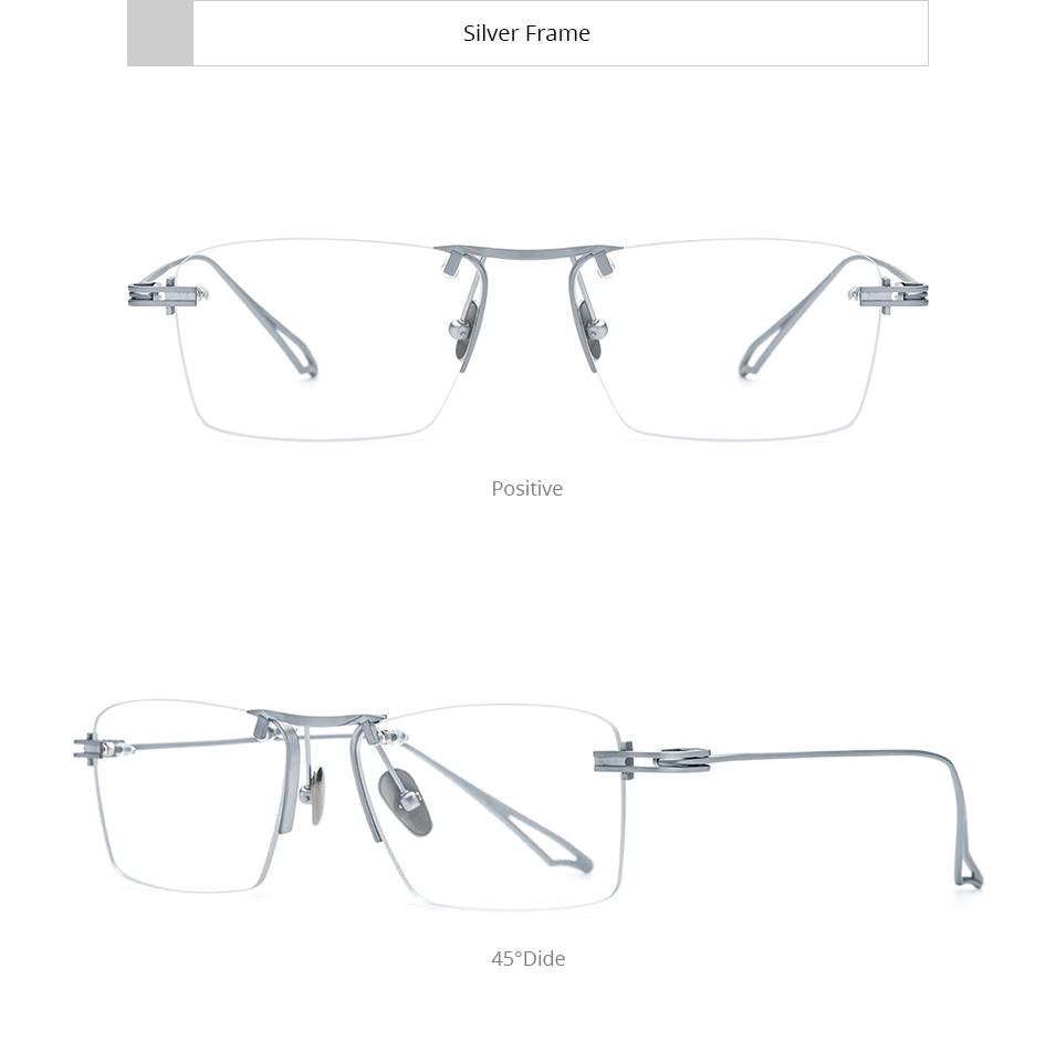 FONEX Titanium Glasses Frame Men Brand Design Rimless Square Eyeglasses ...