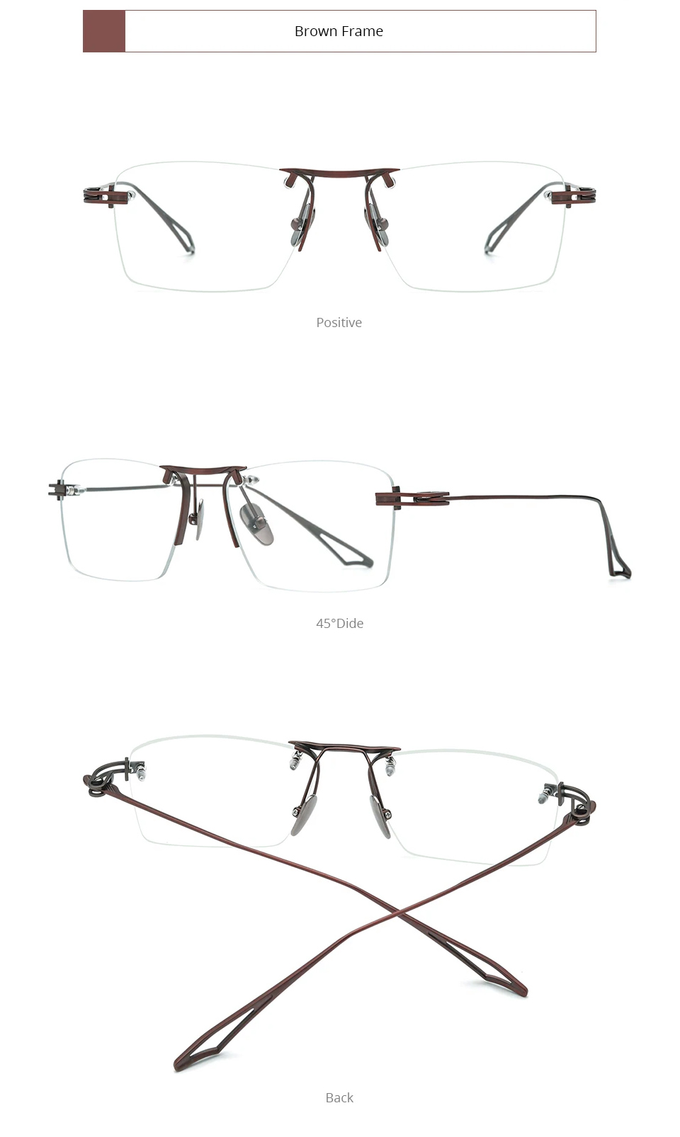 FONEX Titanium Glasses Frame Men Brand Design Rimless Square Eyeglasses ...