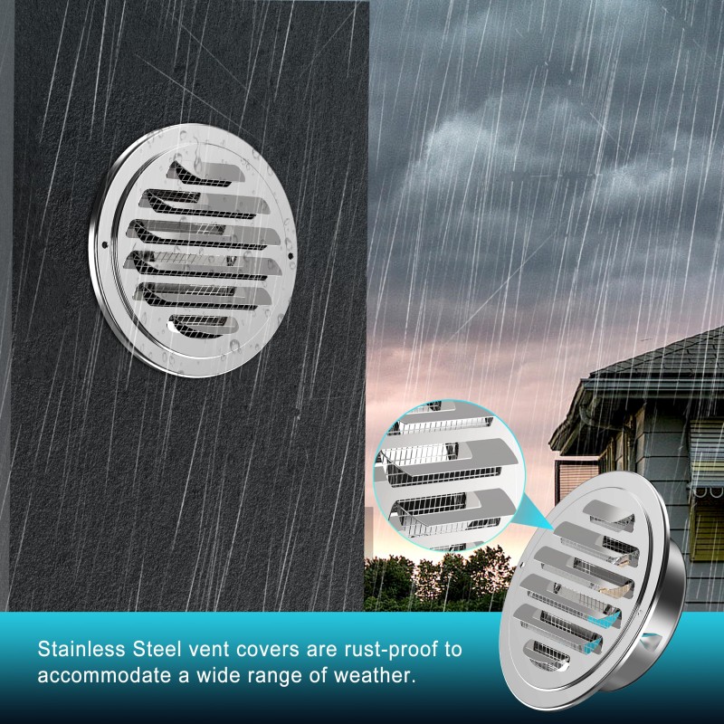 4/6/7 Inch Round Stainless Steel Air Vent Grille Insect Protection Home ...
