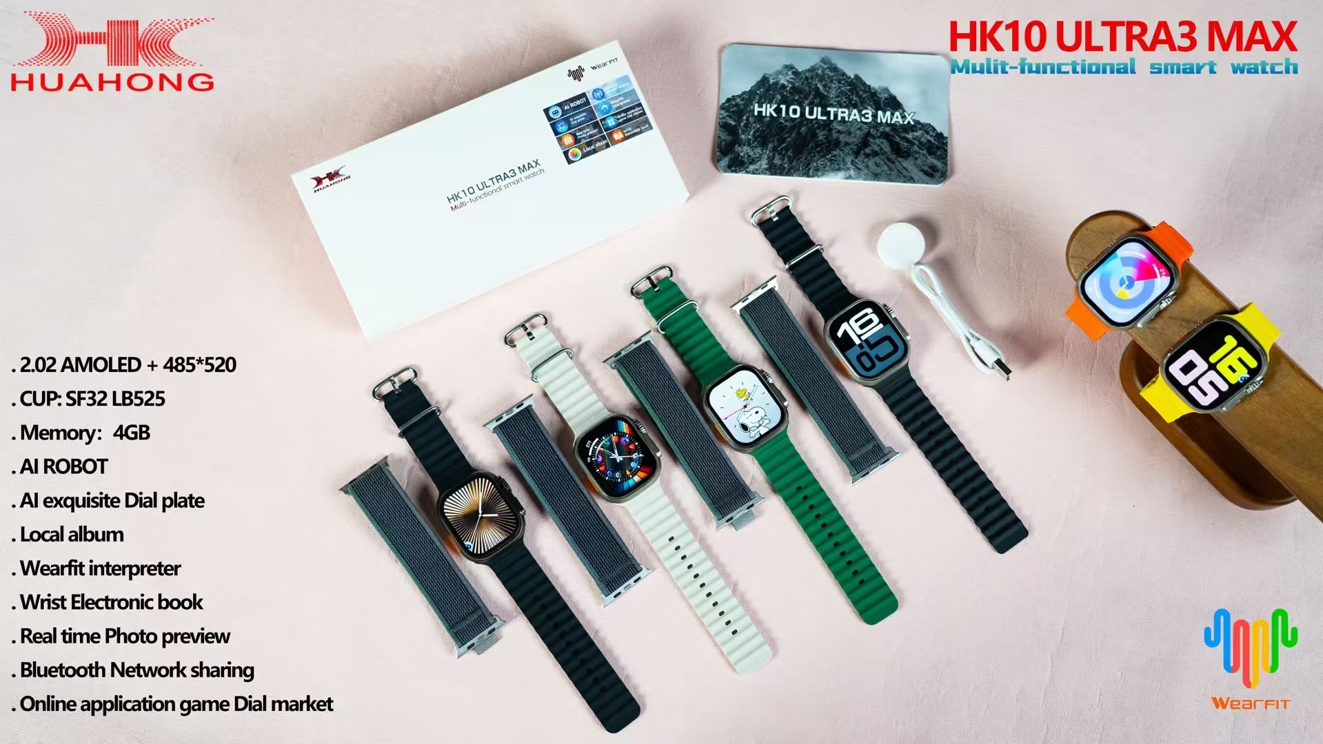 HK10 Ultra 3 Max AMOLED Smart Watch Bluetooth Sharing Network Photo ...