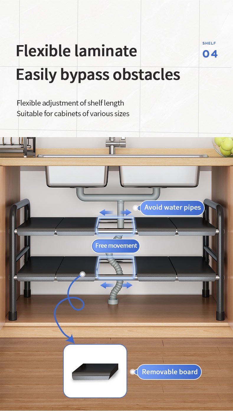 Adjustable Under Sink Organizer Rack Adjustable Kitchen Storage Rack ...