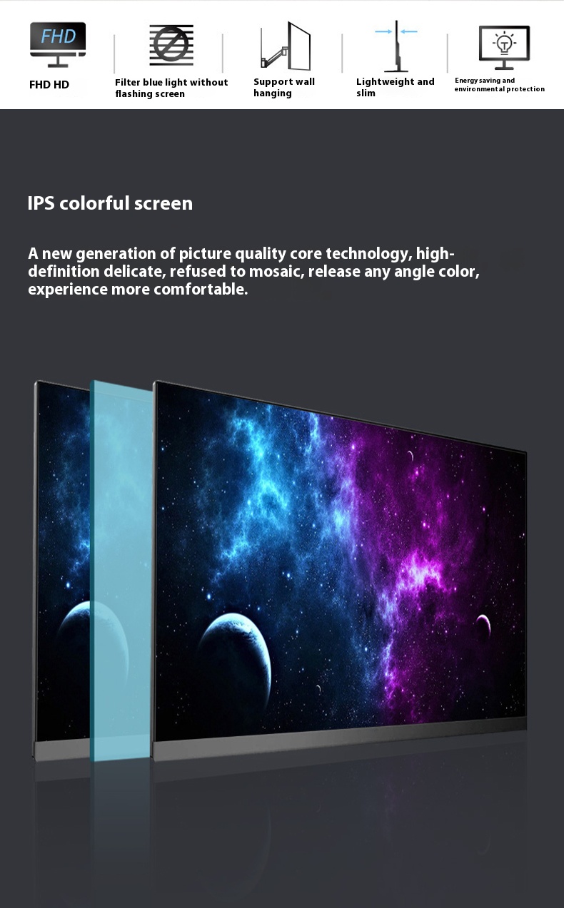 Curved/Flat Monitor PC 19-27 Inch With Speaker 75HZ 1080P LED Computer ...