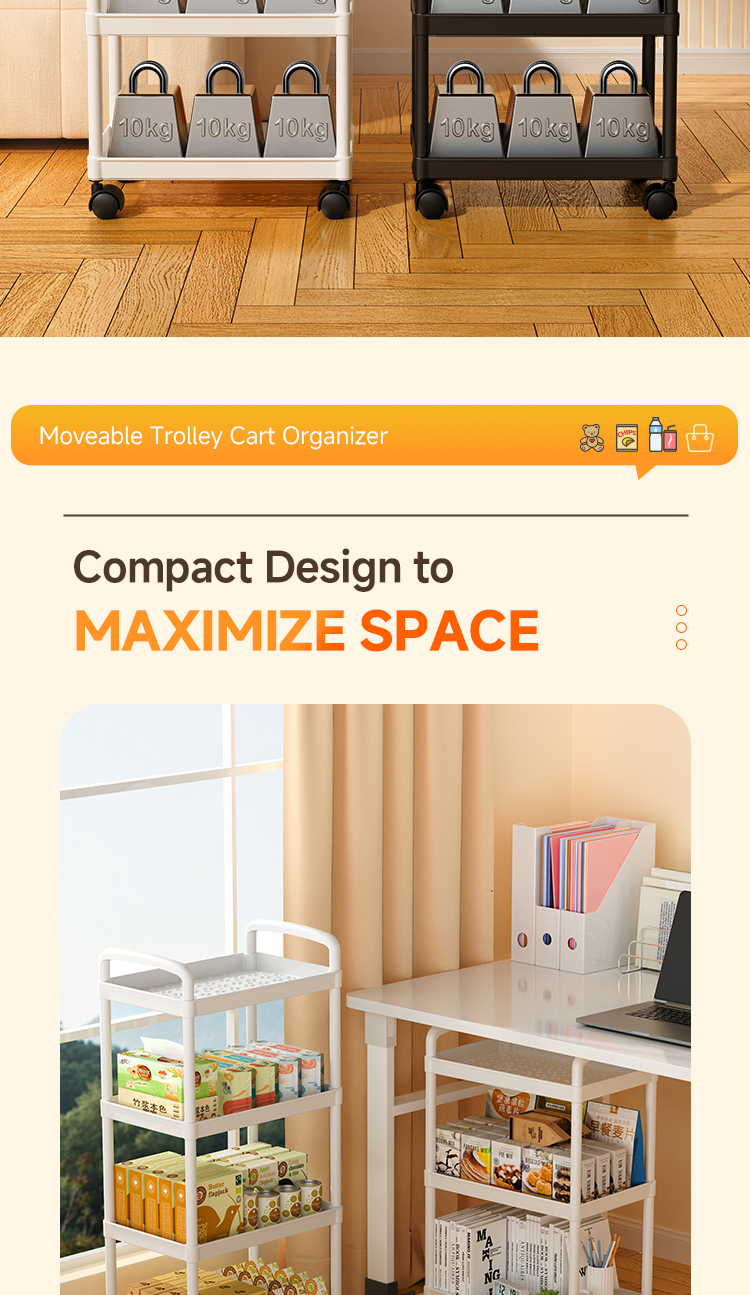 2/3/4 Layer Trolley Cart Organizer Storage Shelf Moving Rack with ...