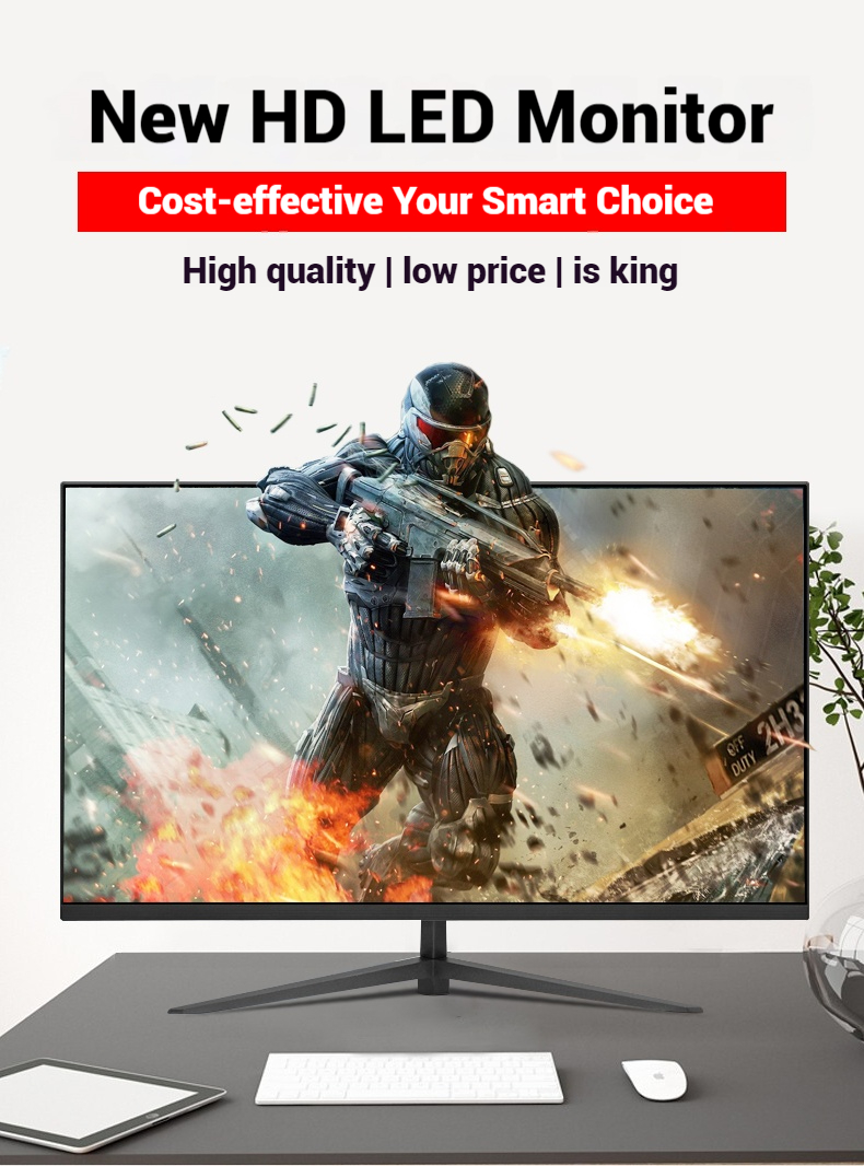 Curved/Flat Monitor PC 19-27 Inch With Speaker 75HZ 1080P LED Computer ...