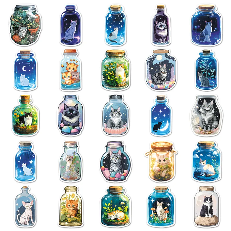 50PCS Fantasy Fairy Tale Cat Bottle Cartoon Sticker DIY Phone Laptop ...