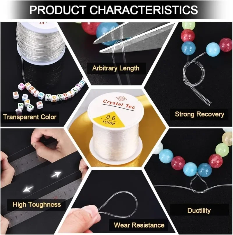 1.0mm Elastic Cord String Transparent Elastic Thread For Jewelry Making ...