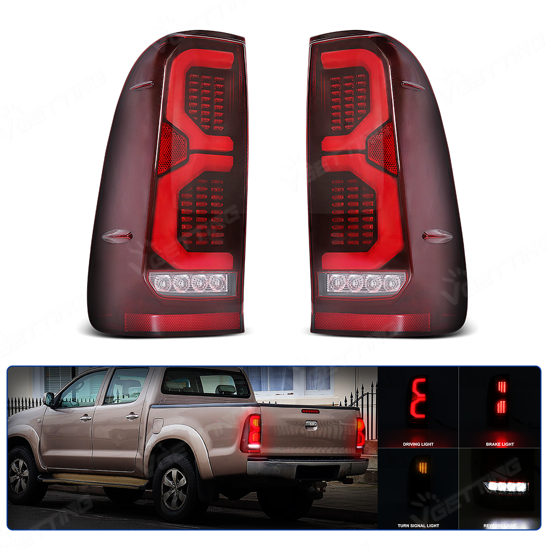 2PCS Led Tail Lamp For TOYOTA HILUX VIGO 2005 2005 2006 2007 2008 2009 ...