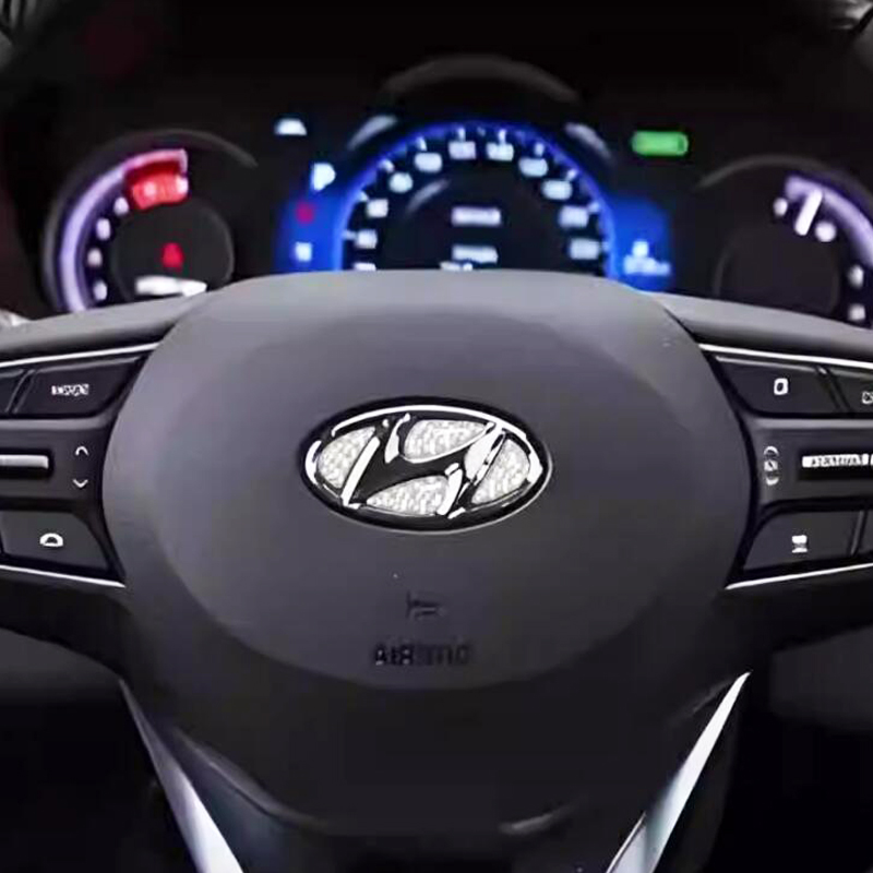 1 x Carbon fiber Hyundai Steering Wheel Logo Emblem Sticker For HYUNDAI ...