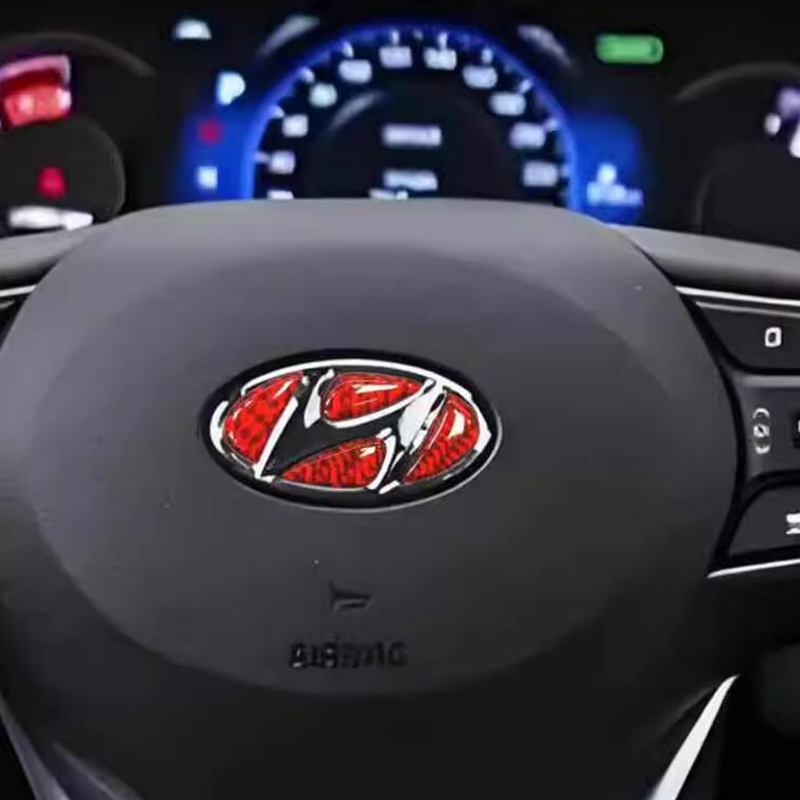 1 x Carbon fiber Hyundai Steering Wheel Logo Emblem Sticker For HYUNDAI ...