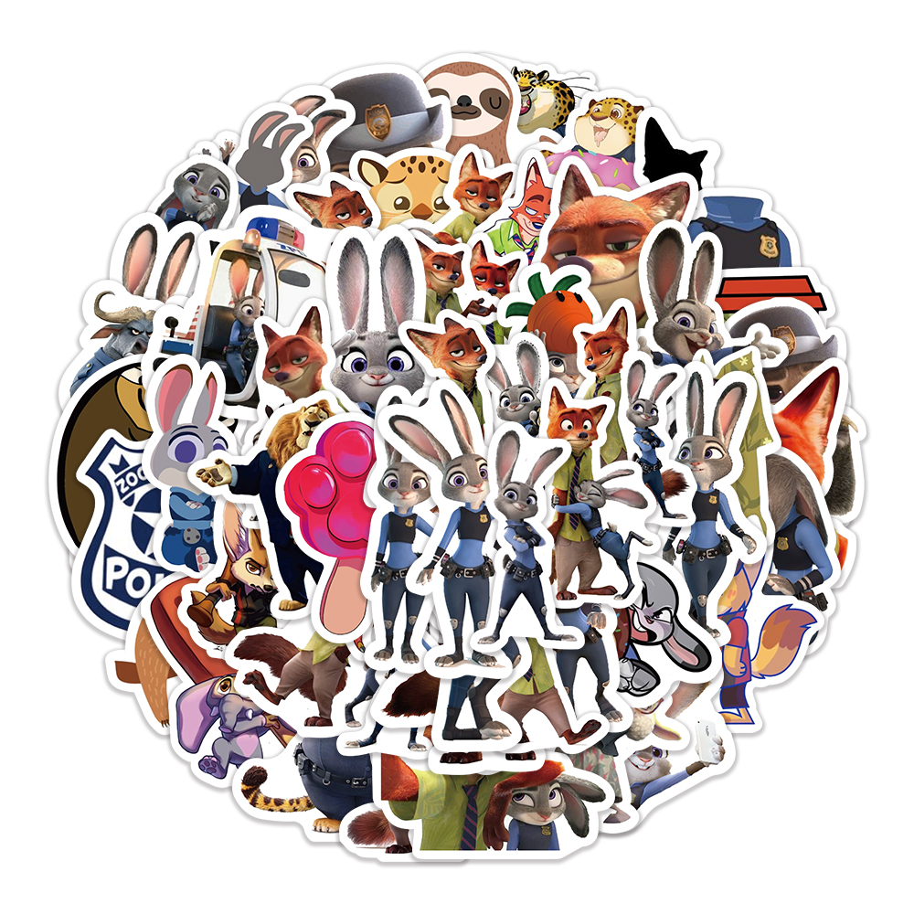 60PCS Disney Animated Zootopia Stickers Cartoon Funny Judy Hopps Nick ...