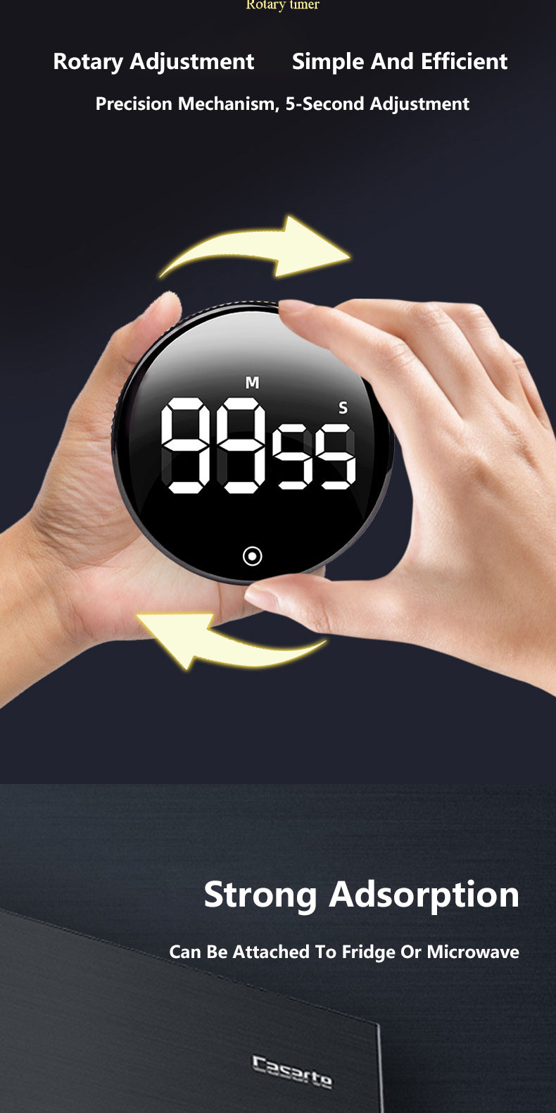 Gryno LED Digital Timer Magnetic Rotation Countdown Alarm For Kitchen ...