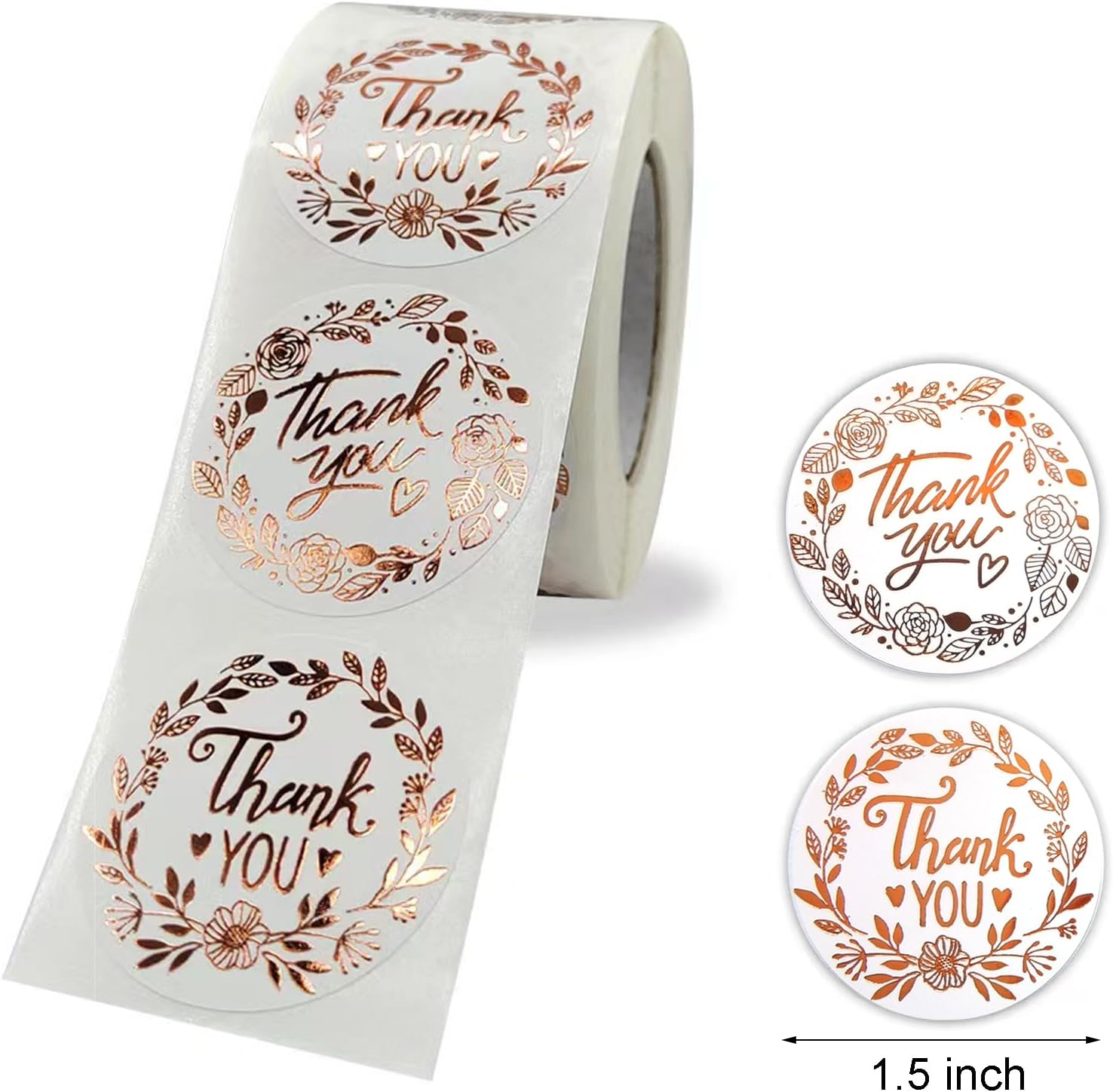 Thank You Label Stickers 500 Pcs Round Rose Gold Thank You Roll ...