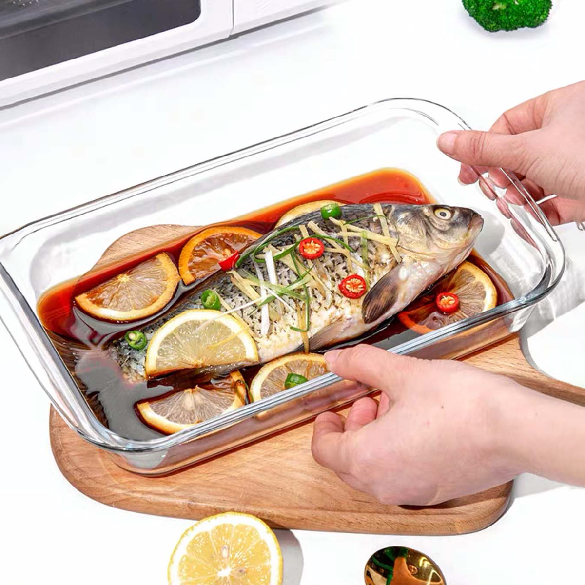 Rectangular Tempered Glass Bakeware 1.0/1.6L/2.2L/3L Food Storage Food ...