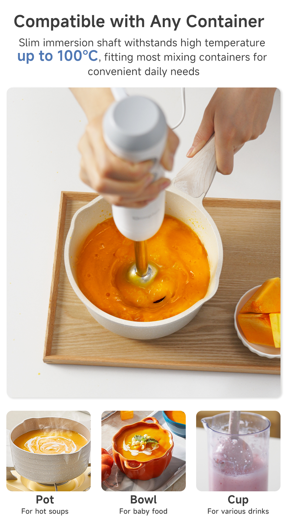 Simplus Handheld Immersion Blender | 4-In-1 Hand Blender | Two Large ...