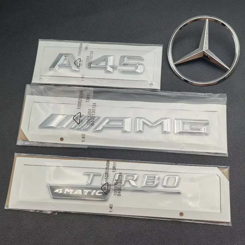 3D ABS Chrome A45 Logo Body Kit Turbo 4MATIC Badge AMG Emblem Car Rear ...