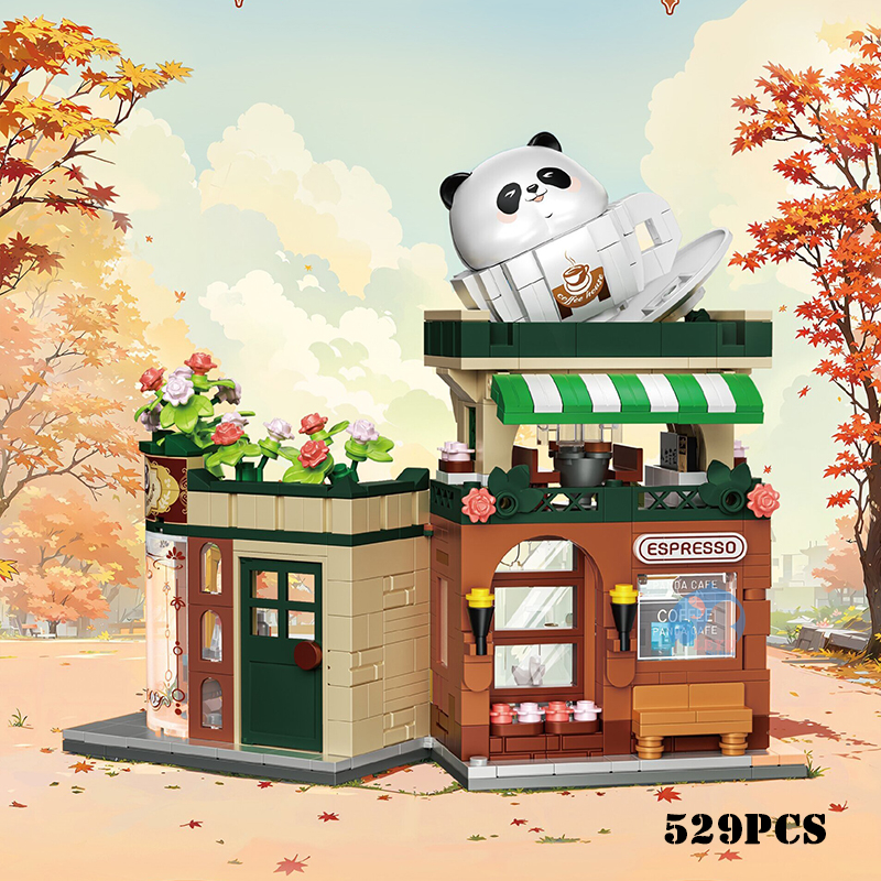 Panda Street Scene Building Blocks Set Toy, 4 Styles Miniature Shops ...