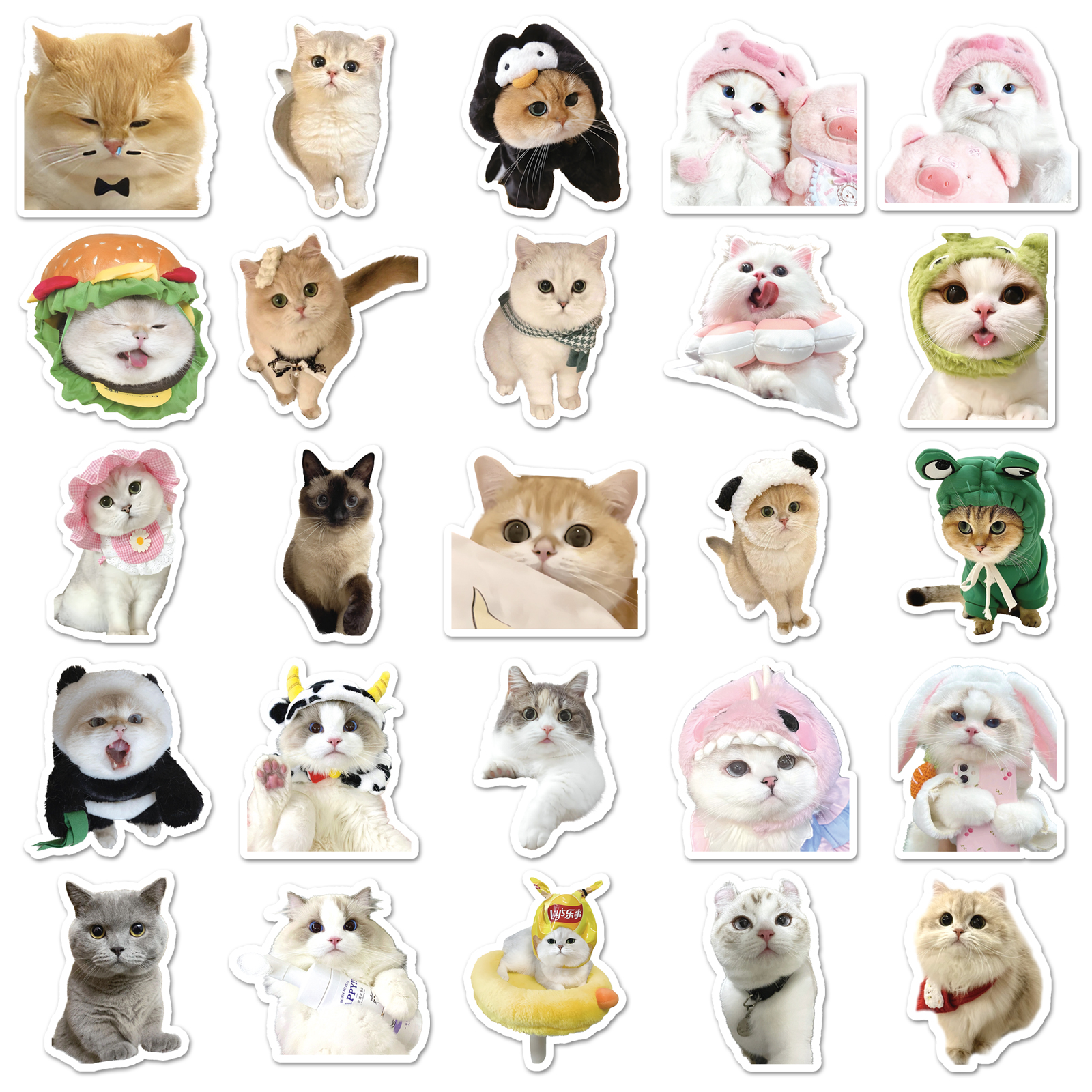 60pcs Funny Emoji Stickers Cute Cats For Hand Account Phone Laptop ...