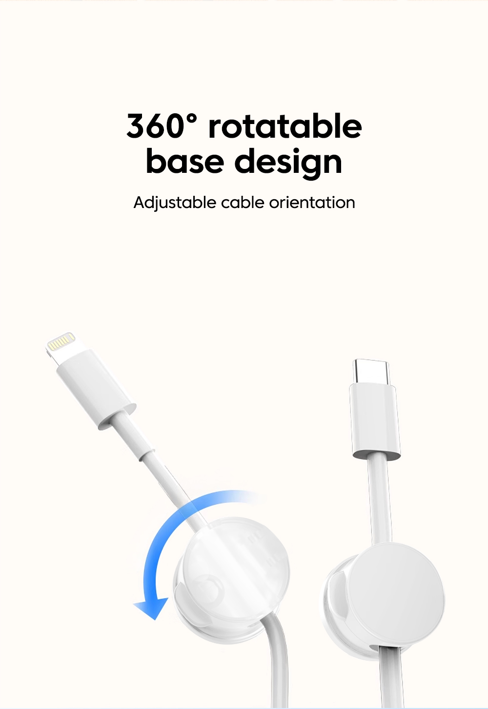 Elough 360° Rotatable Magnetic Cable Manager Organizer Desktop Data ...