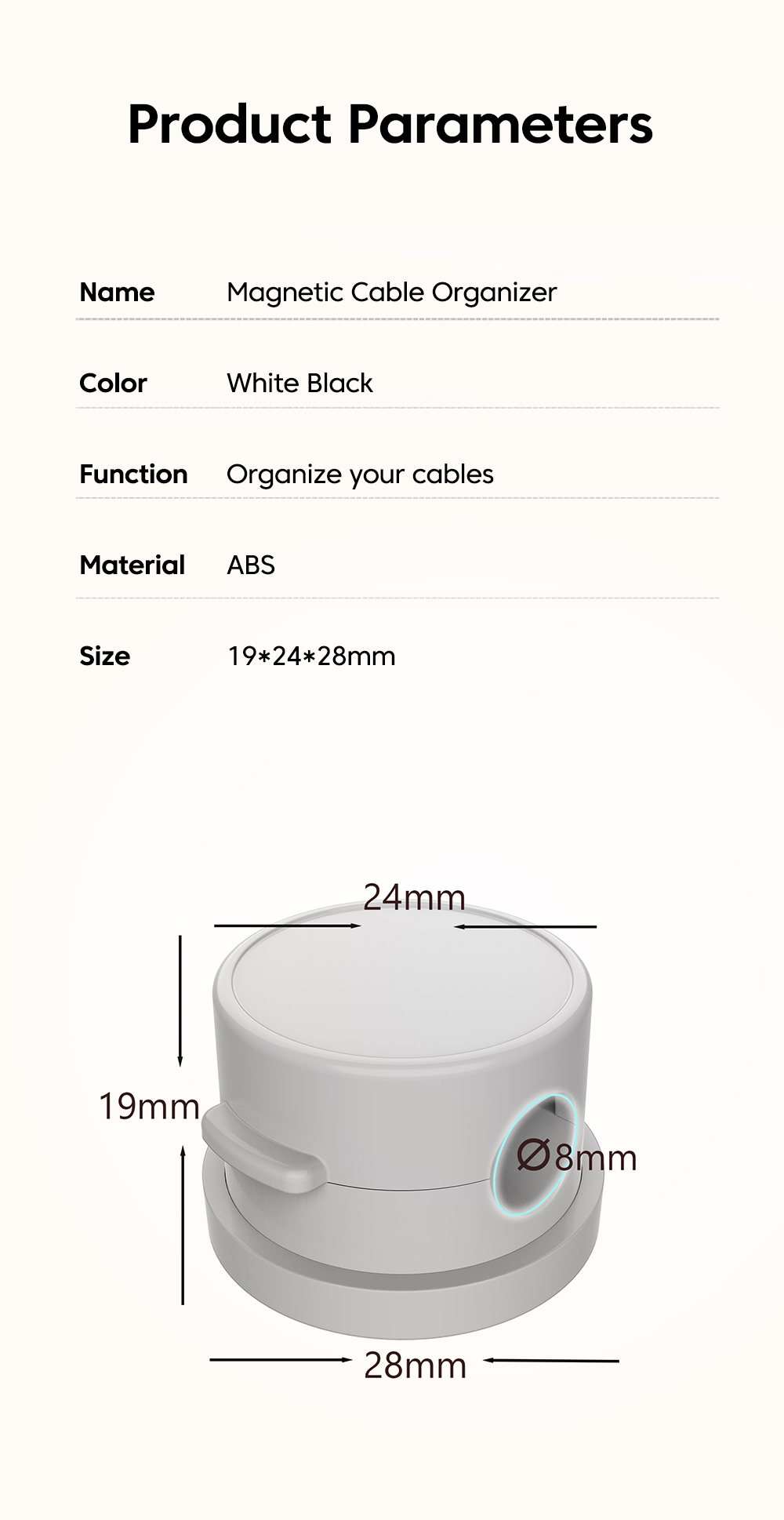 Elough 360° Rotatable Magnetic Cable Manager Organizer Desktop Data ...