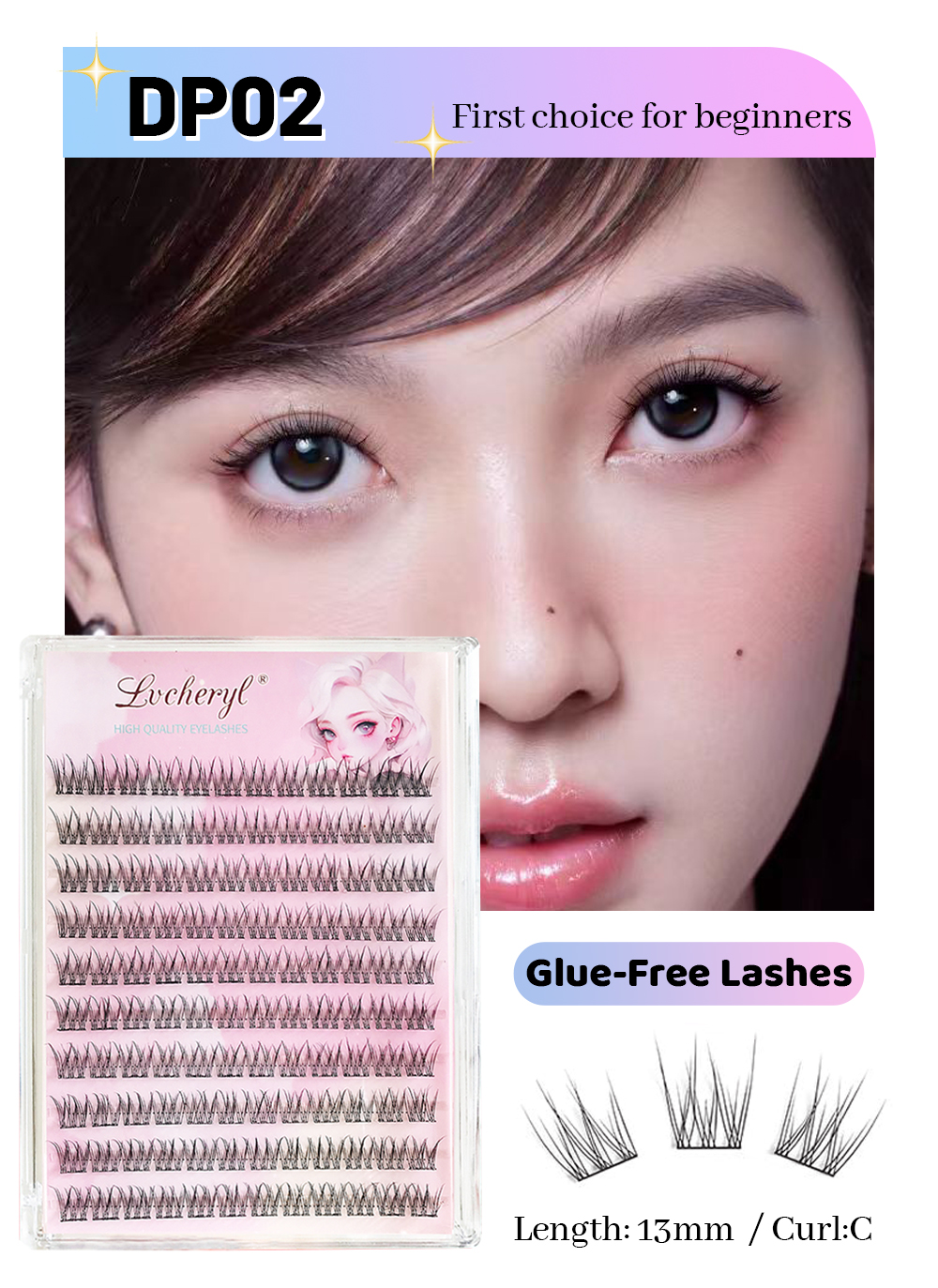 Fishtail Glue Free Eyelashes With Free Tweezers 120 Clusters Natural ...