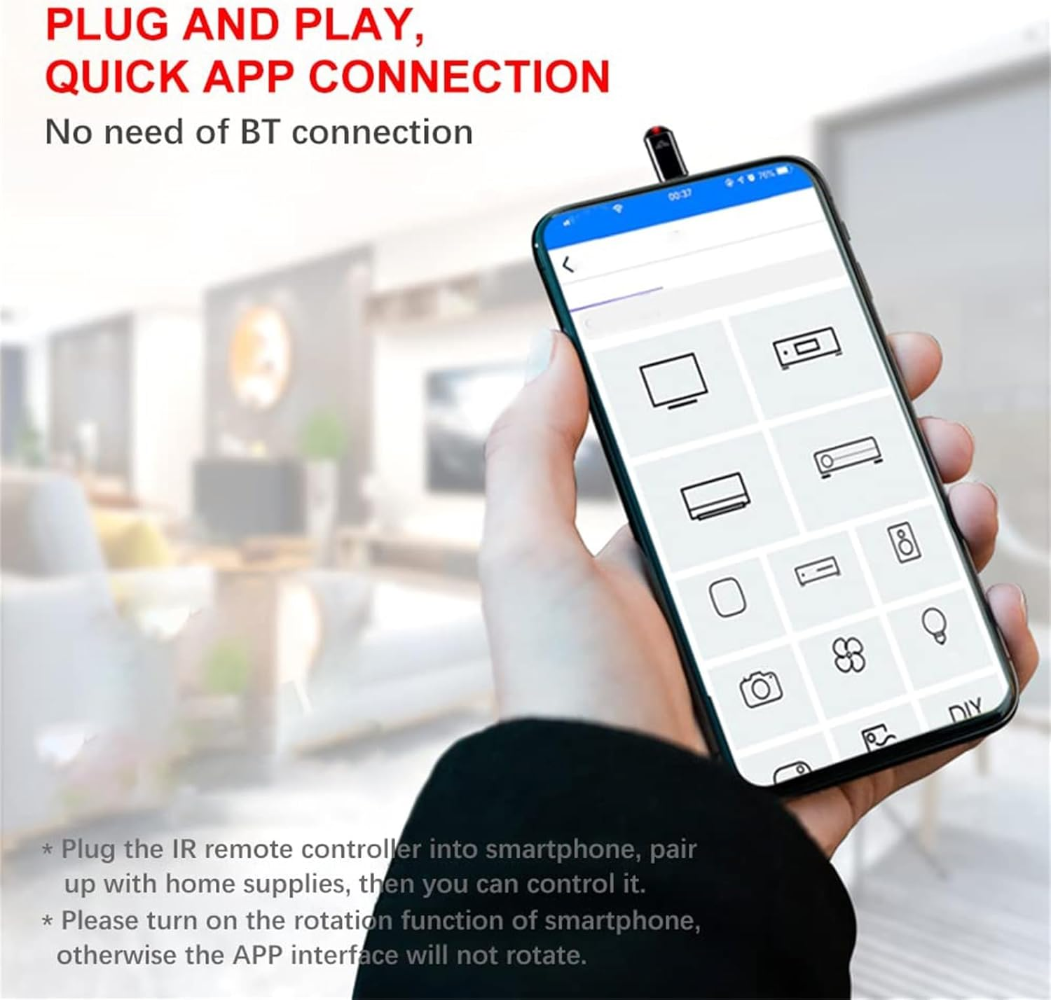 Type-C Micro USB Smart IR Remote Control with APP Mini Adapter Infrared ...