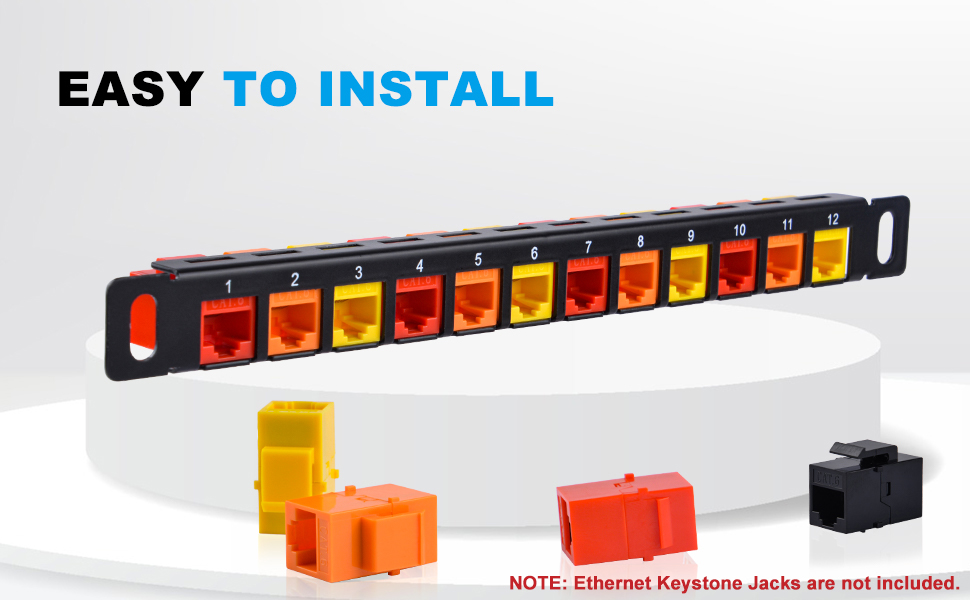 DeskPi Rackmate Accessories 10inch 12 Port Blank Keystone Patch Panel ...