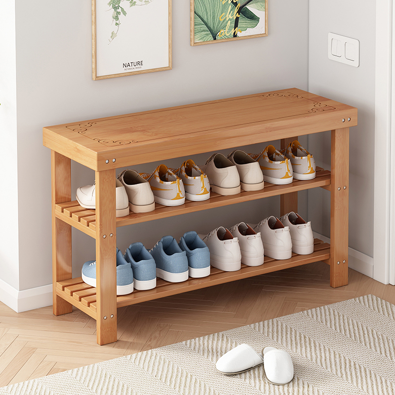 【Lifetime Warranty】Wooden Shoe Changing Stool Can Sit-Type Stool rak ...