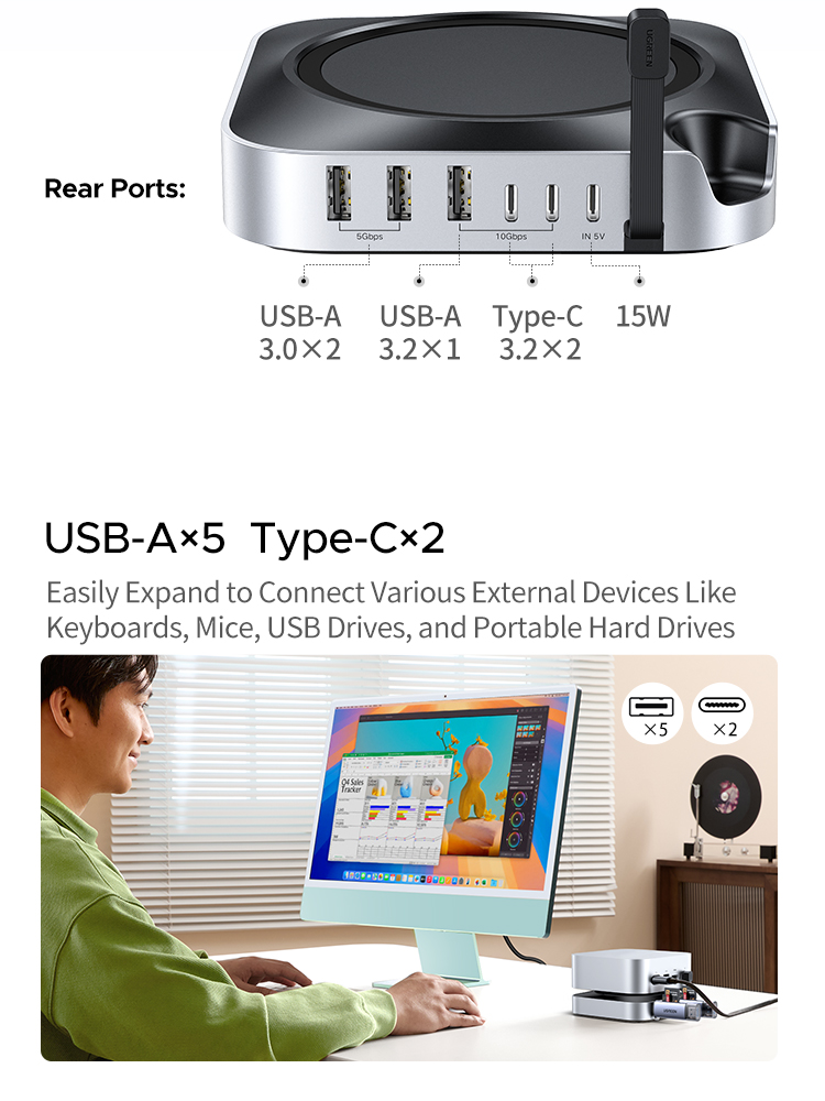 UGREEN Mac mini M4 Dock and Stand DP Hub for Mac mini M4 and M4 Pro ...