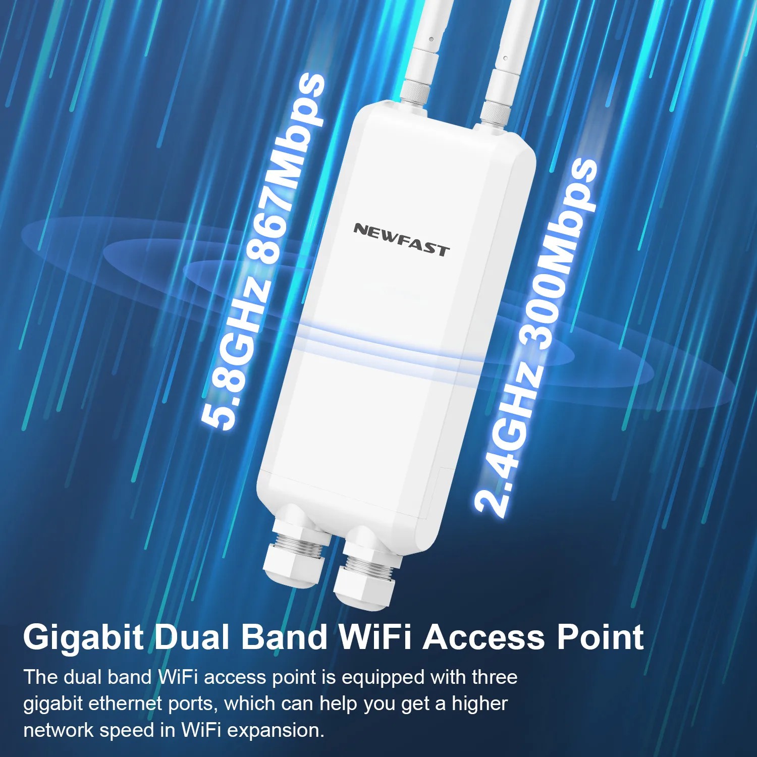 Newfast Outdoor Access Point 2.4G&5G 1200Mbps High Power Gigabit AP ...