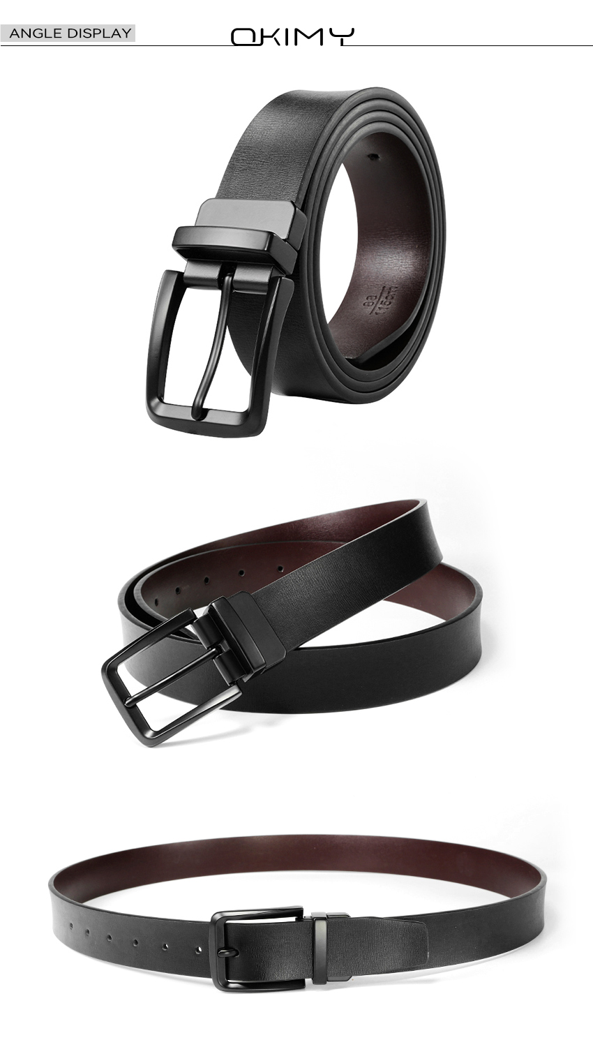 OKIMY Men Outdoor Simple Belt Rotating Buckle Double-Sided Two-Color ...
