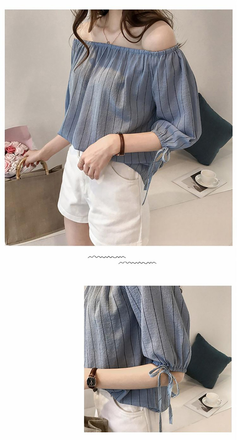 Chiffon Shirt Women S One Word Strapless Strapless Shirt
