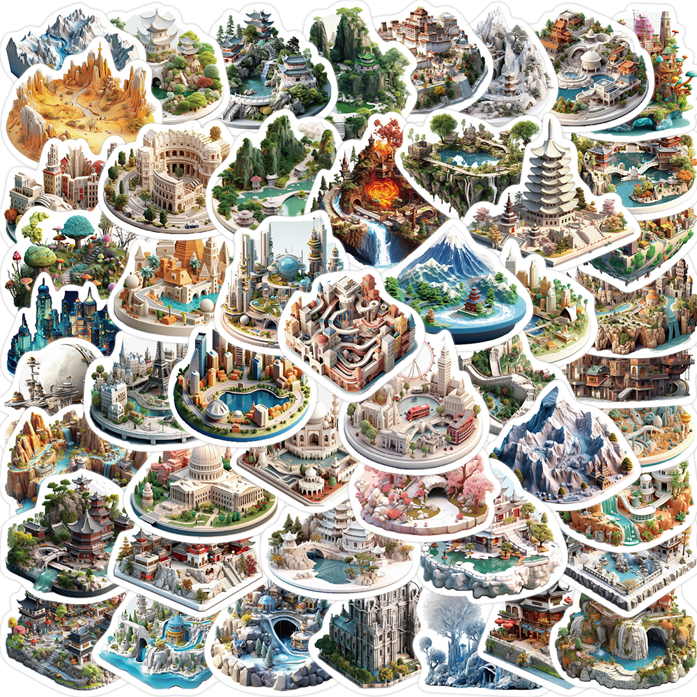 50pcs 3D World Building Cartoon Graffiti Stickers Decal DIY Laptop Car ...
