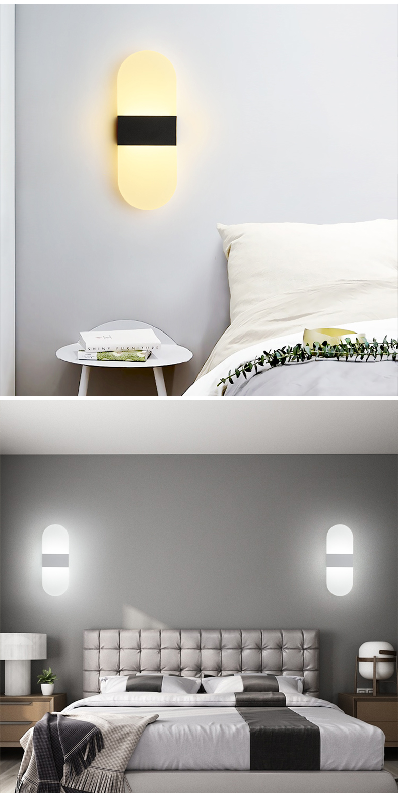 LED Wall Light Acrylic Bedroom Wall Lamp Indoor Modern Minimalist ...