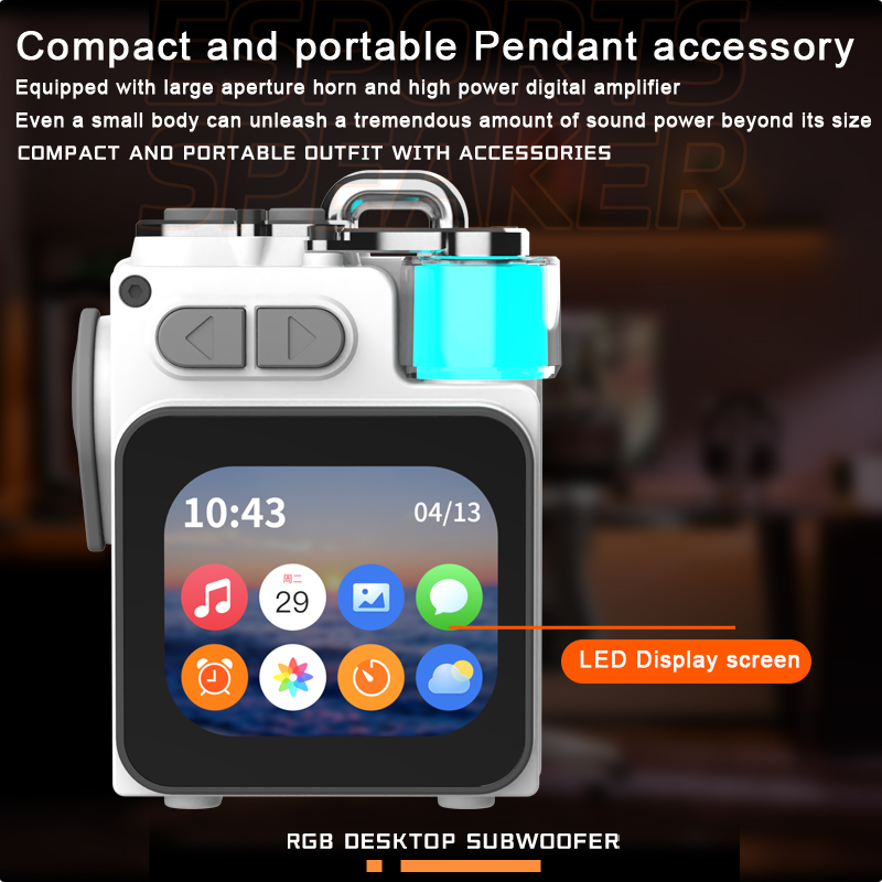 LED Display Screen Wireless Bluetooth Metal Mechanical Speaker With RGB ...