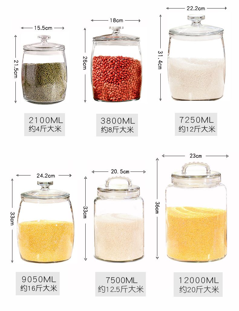 【MY Local Send】Glass Jar Rice Dispenser Food Storage Airtight Rice ...