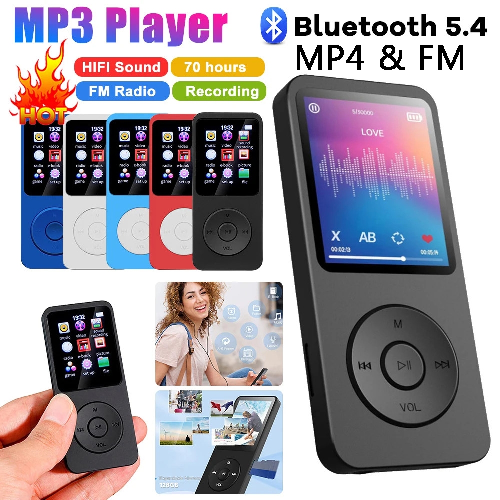Portable Bluetooth MP3 MP4 Player Media FM Radio Recorder HIFI Mic Speaker 16G | SHEIN A