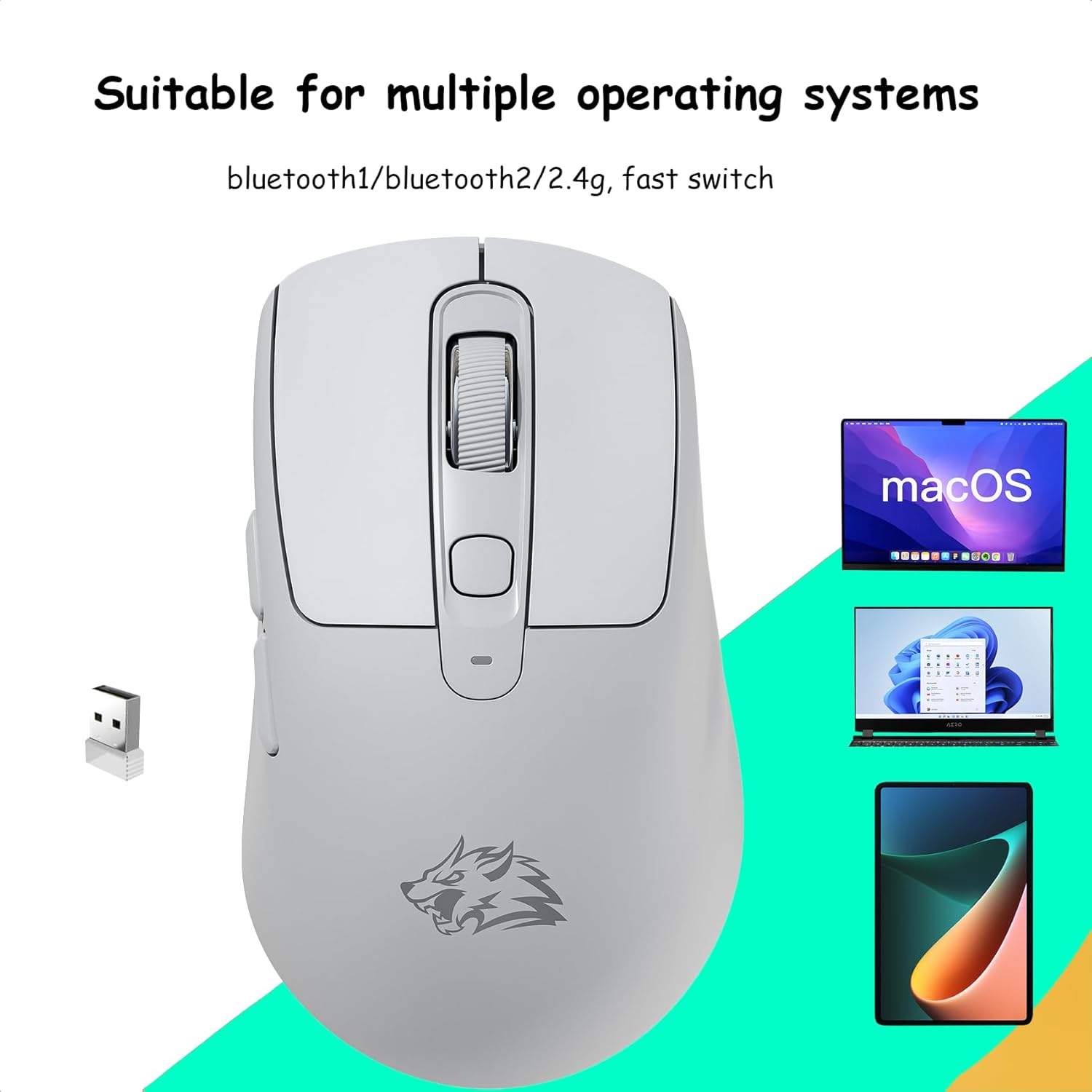 FREEWOLF A3 Wireless Mouse Lightweight Bluetooth 2.4G Dual-Mode Gaming ...