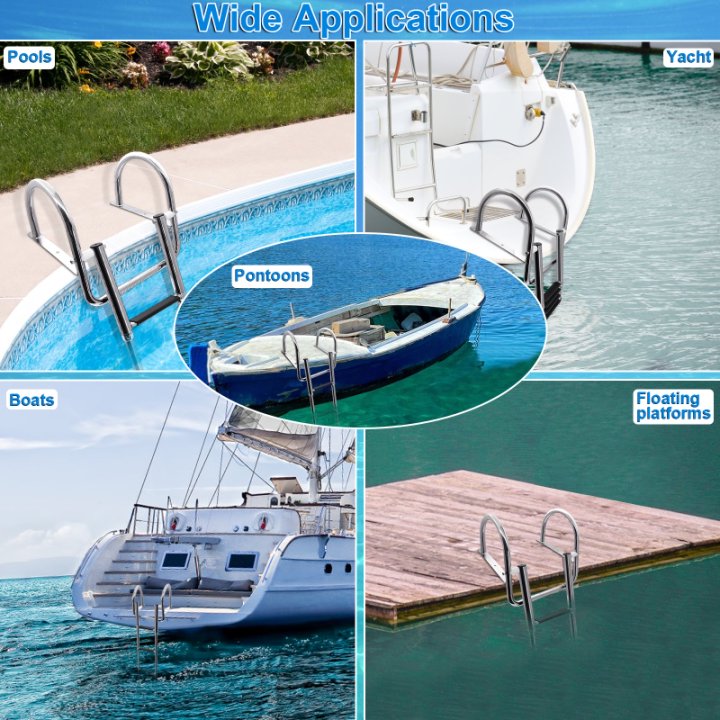 4 Steps Boat Ladder Stainless Steel Pool Ladder, Swimming Ladder Boat ...