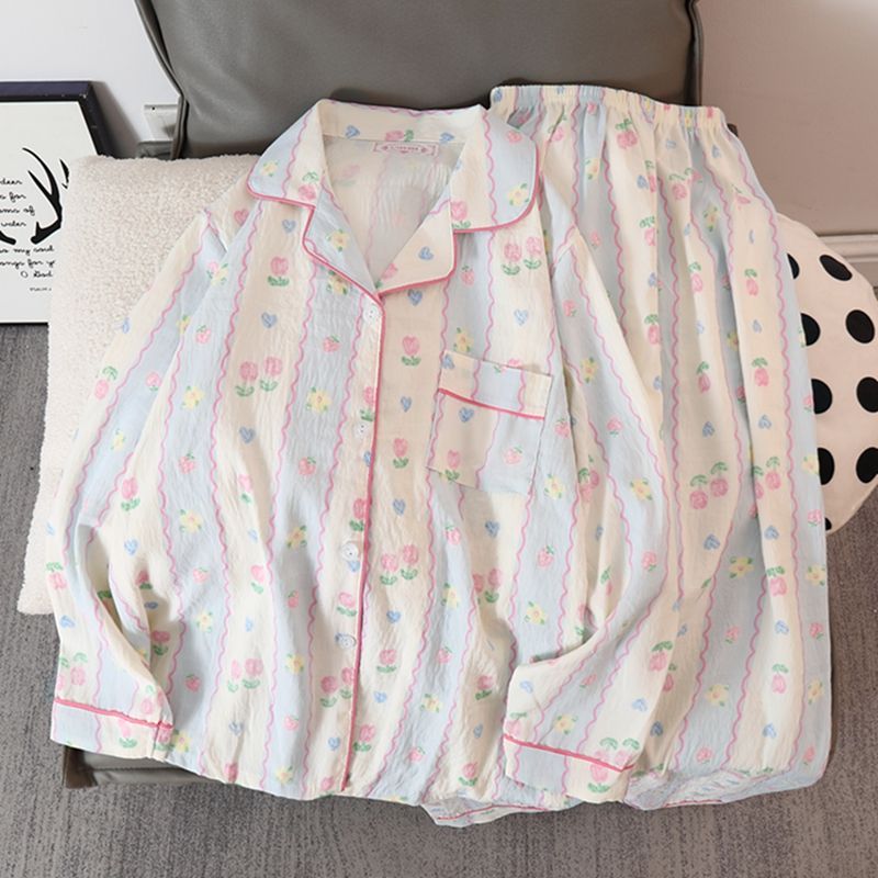 Cute Cartoon Cloud Cotton Pyjamas Women New Autumn Sleepwear Woman Set ...