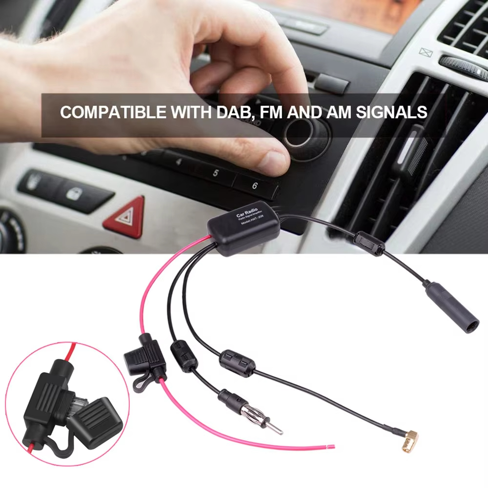 3-IN-1 Stereo Aerial DAB AM FM Radio Car Antenna Amplifier Splitter ...