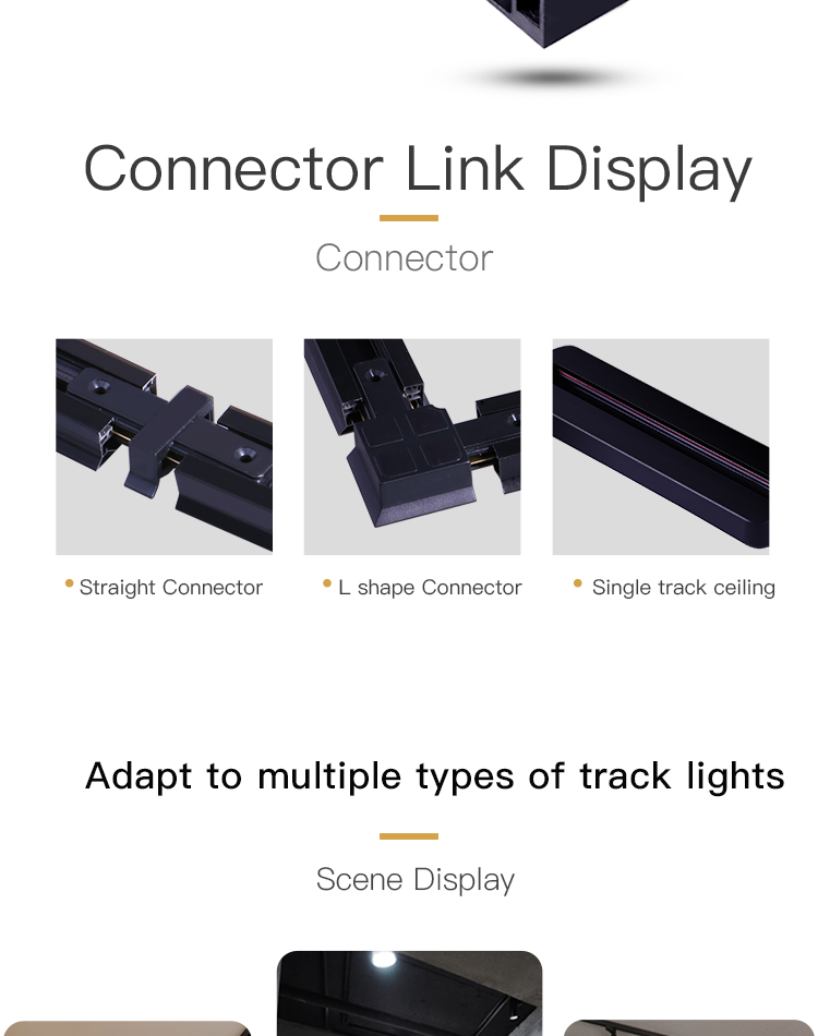 1M Track Light Rail Led track Lamp Accessory Straight Connectors For ...