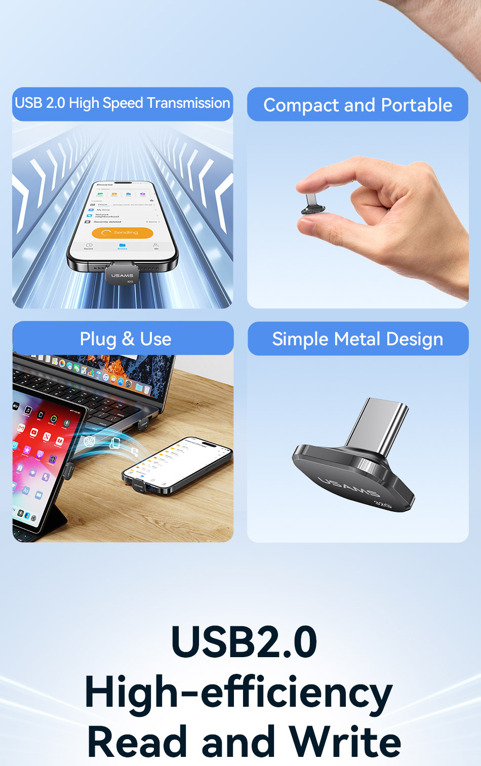 USAMS Phone Drive USB C Type-C OTG Flash Drive Super Mini Thumb Memory ...