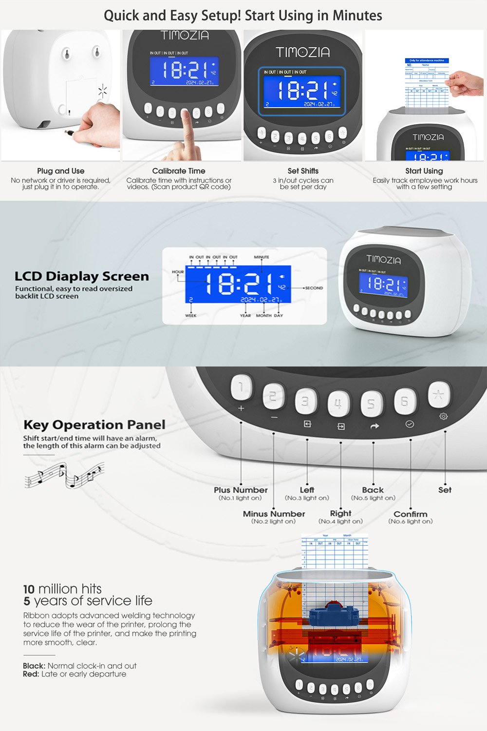 Punch Card Attendance Machine Paper Card Time Color Attendance Machine ...