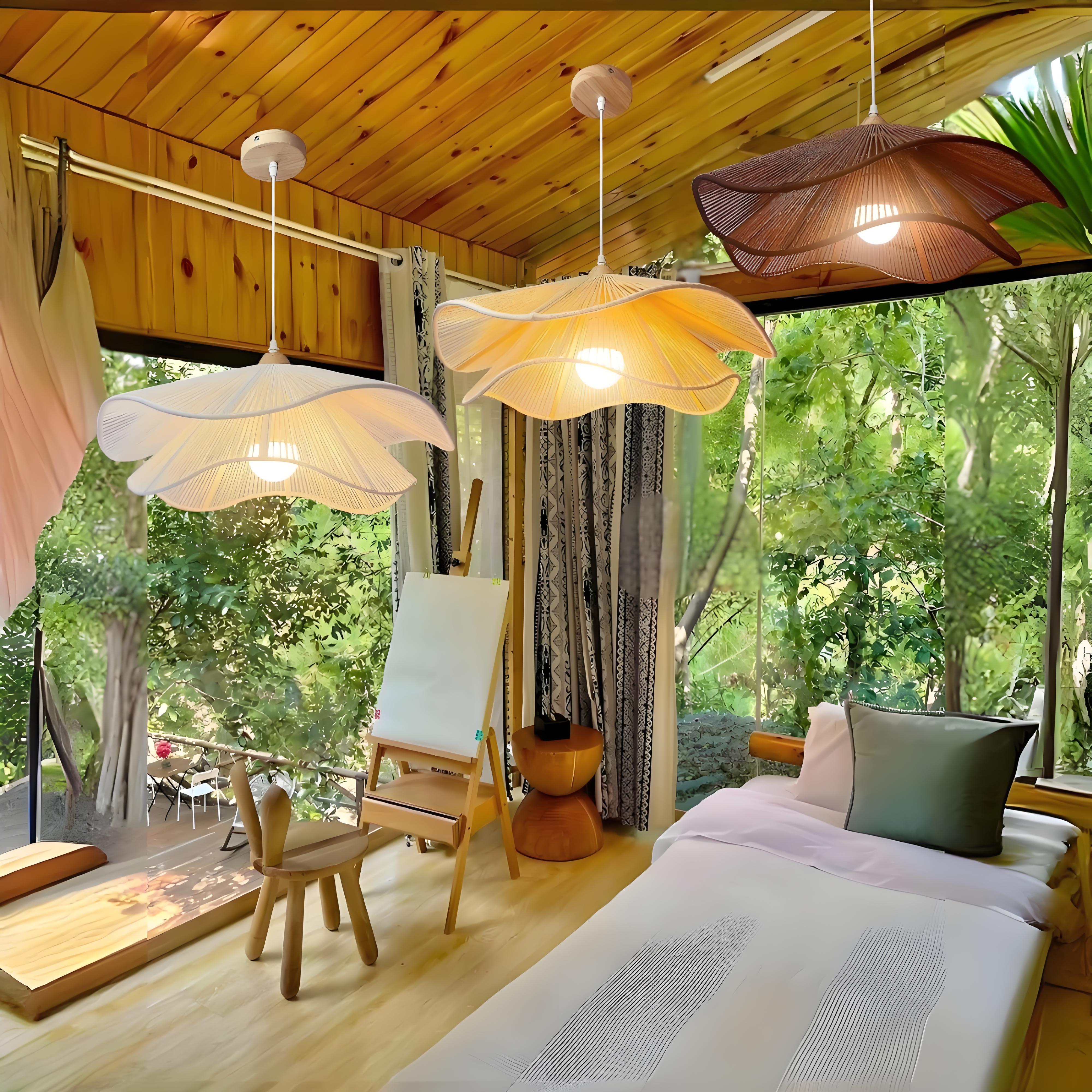LAMPU ROTAN GANTUNG RUANG TAMU JAPANESE ROPE PENDANT LIGHT RESTAURANT ...