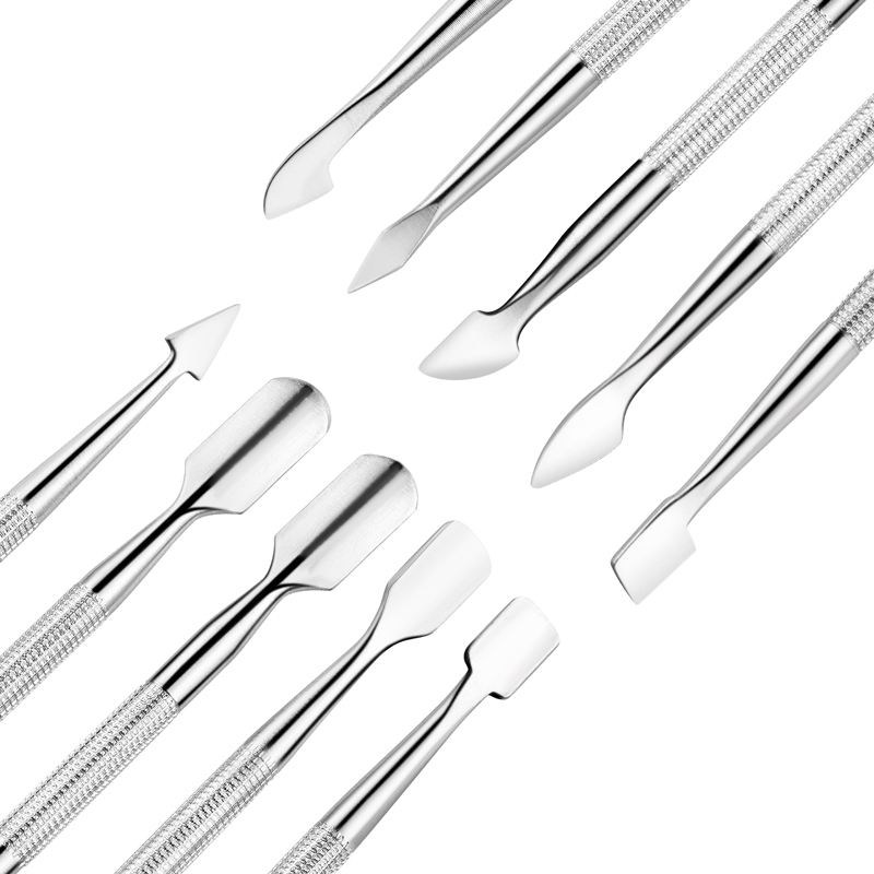 Stainless Steel Cuticle Pusher Remover Spoon Trimmer Metal Double Sided ...