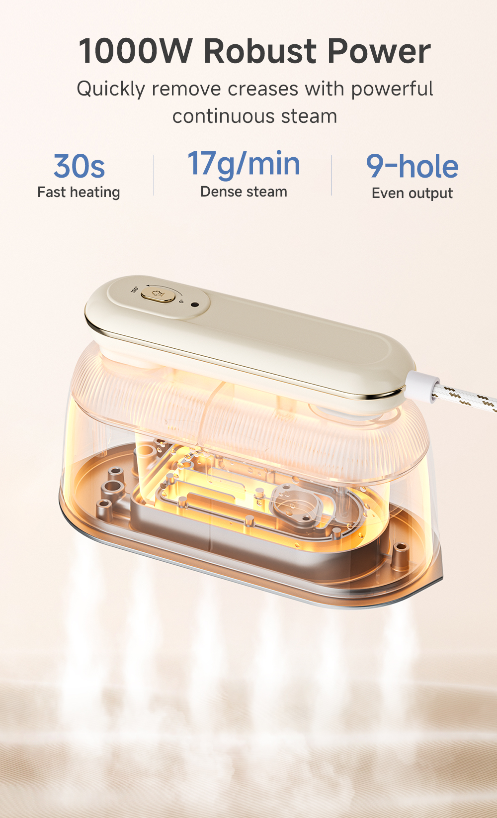 Simplus 1000W Steam Iron丨Dry & Steam Dual Use丨9 Steam Nozzles | 180 ...
