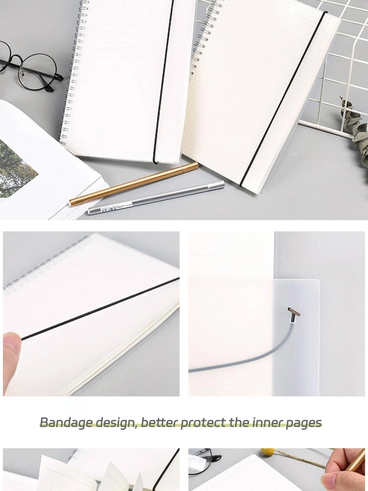 Lamp ring-mounted lined notebook in A6, A5, B5, A4 sizes, with dotted ...