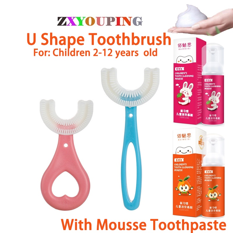 New U-shaped toothbrush for kids aged 2-12, complete with mousse ...