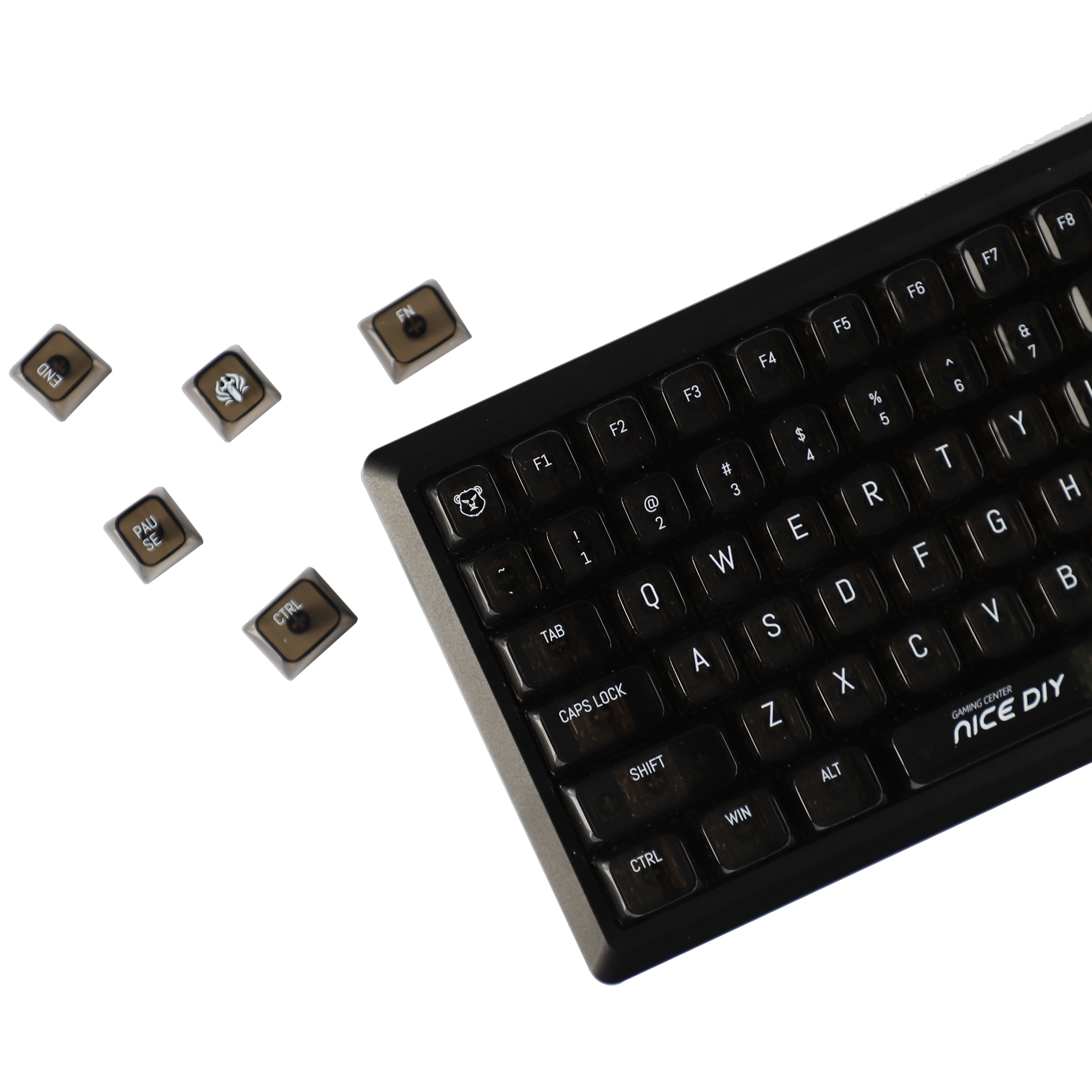 YMDK 119 Keys Black White Transparent Shine Through PC MDA Profile Top ...